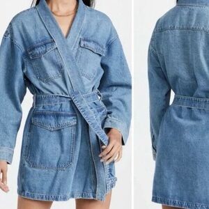 Boyish The Joaquin Kimono Blue Denim Jacket Dress S NWT